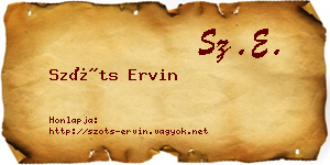 Szőts Ervin névjegykártya